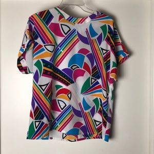 Vintage 80s 90s print short sleeve top sz 8